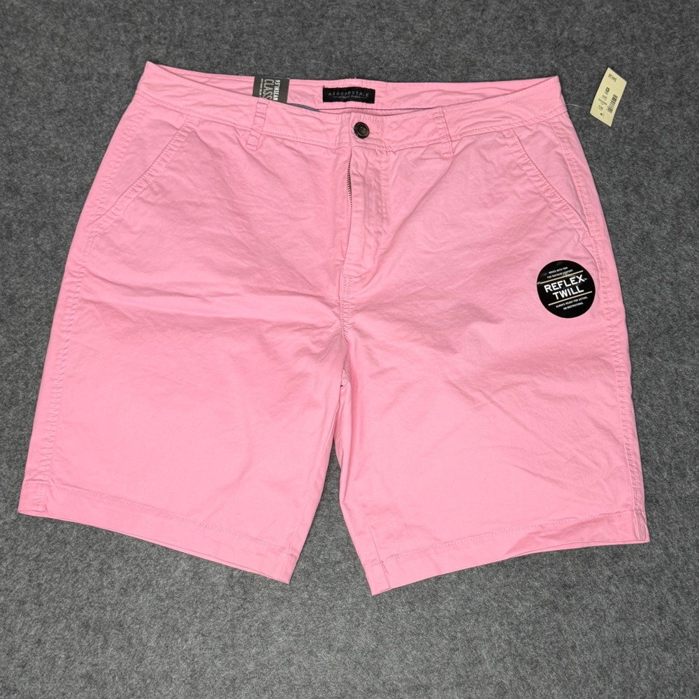 Aeropostale Mens Reflex Twill Classic Shorts Pink 9.5 Inseam Size 36‎ 8970